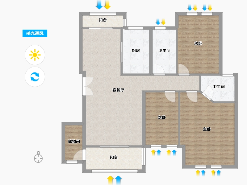 湖北省-武汉市-现代·森林小镇-110.00-户型库-采光通风