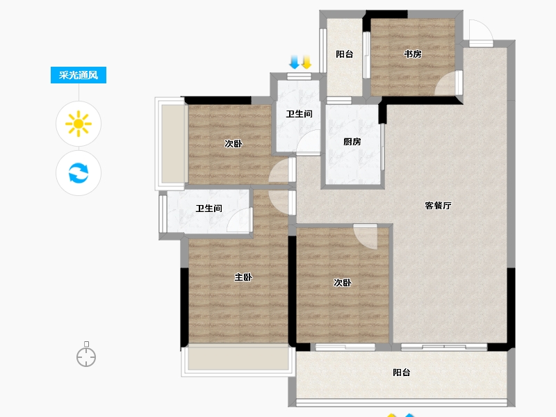 广东省-梅州市-蕉岭汇珑湾-104.13-户型库-采光通风