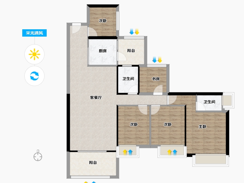 广东省-湛江市-公园一号-107.63-户型库-采光通风