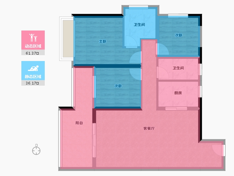 广东省-湛江市-荣福银苑-86.55-户型库-动静分区