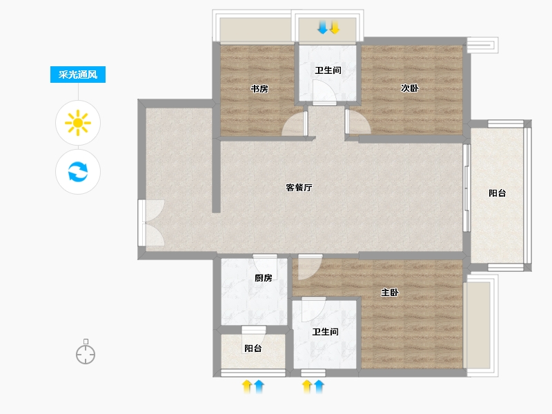 广东省-湛江市-民大蓝海峰境-88.01-户型库-采光通风