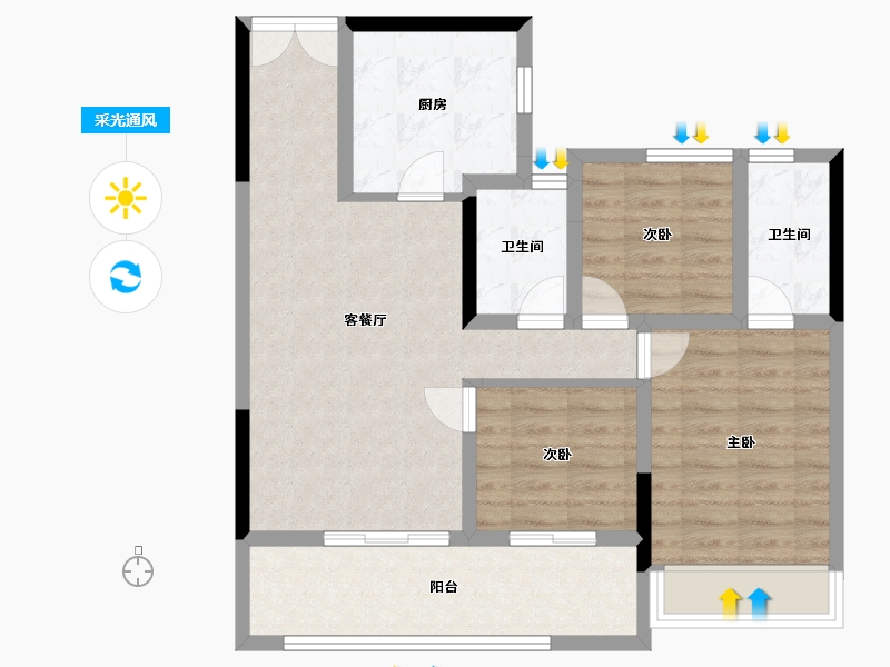 陕西省-汉中市-缙颐御璟上城-81.40-户型库-采光通风