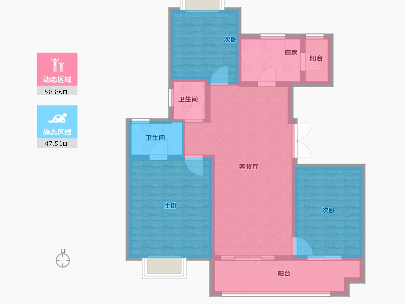 陕西省-汉中市-陕建·汉悦府-95.20-户型库-动静分区