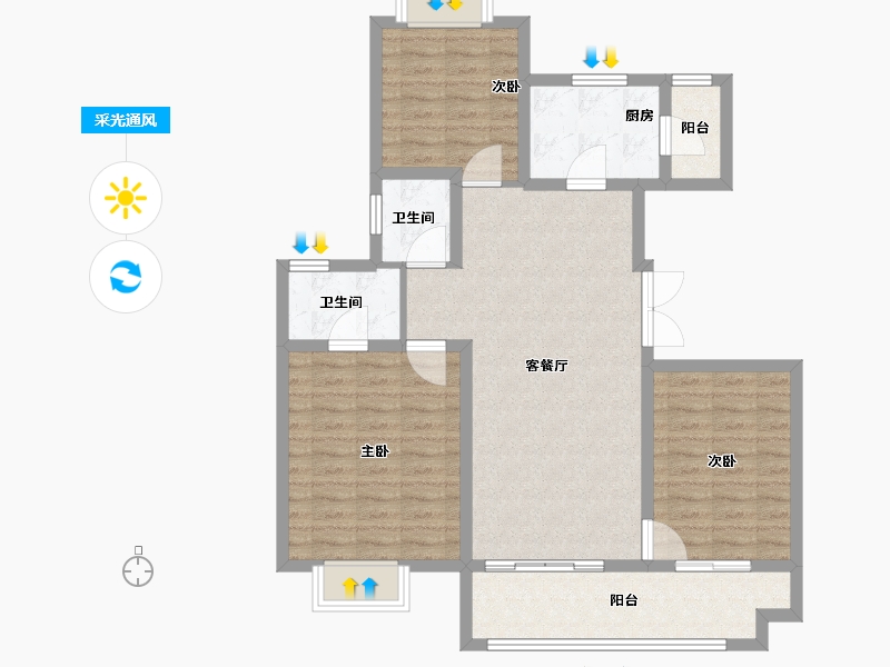 陕西省-汉中市-陕建·汉悦府-95.20-户型库-采光通风