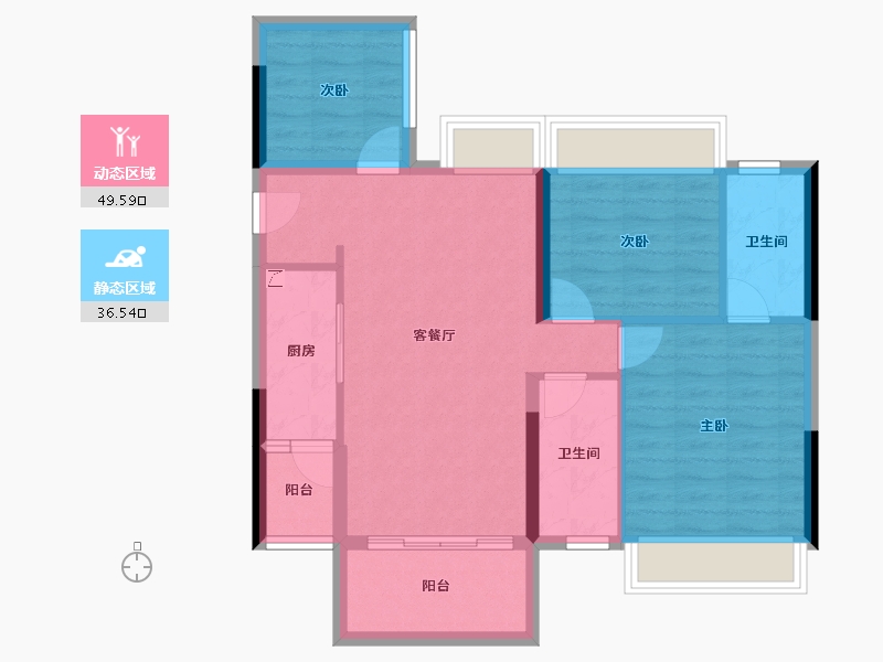 广东省-湛江市-荣基满芳庭-76.96-户型库-动静分区