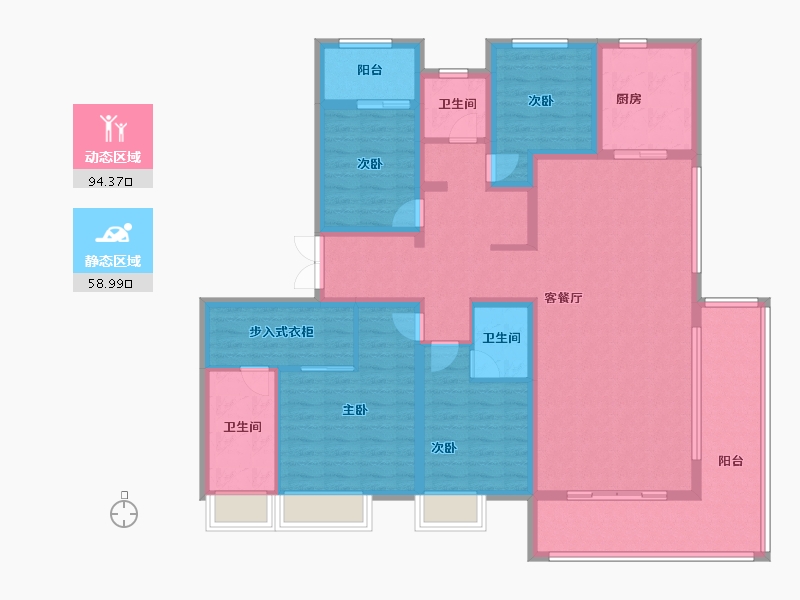 陕西省-汉中市-陕建·汉悦府-136.00-户型库-动静分区