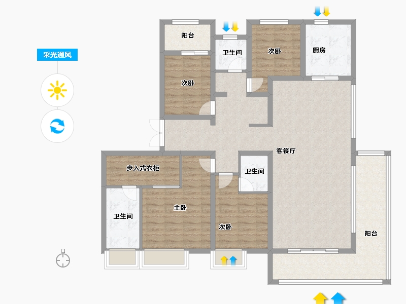 陕西省-汉中市-陕建·汉悦府-136.00-户型库-采光通风