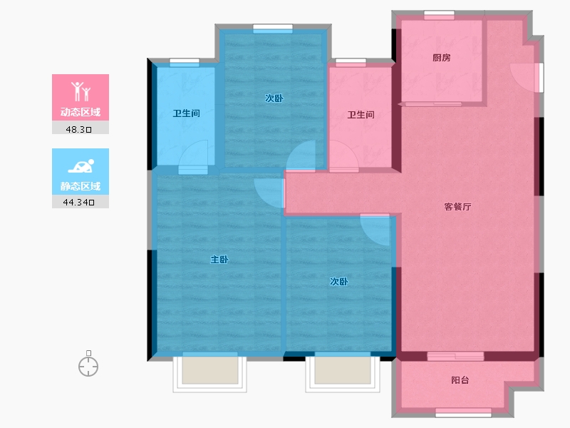 河北省-沧州市-中梁观沧海-83.04-户型库-动静分区