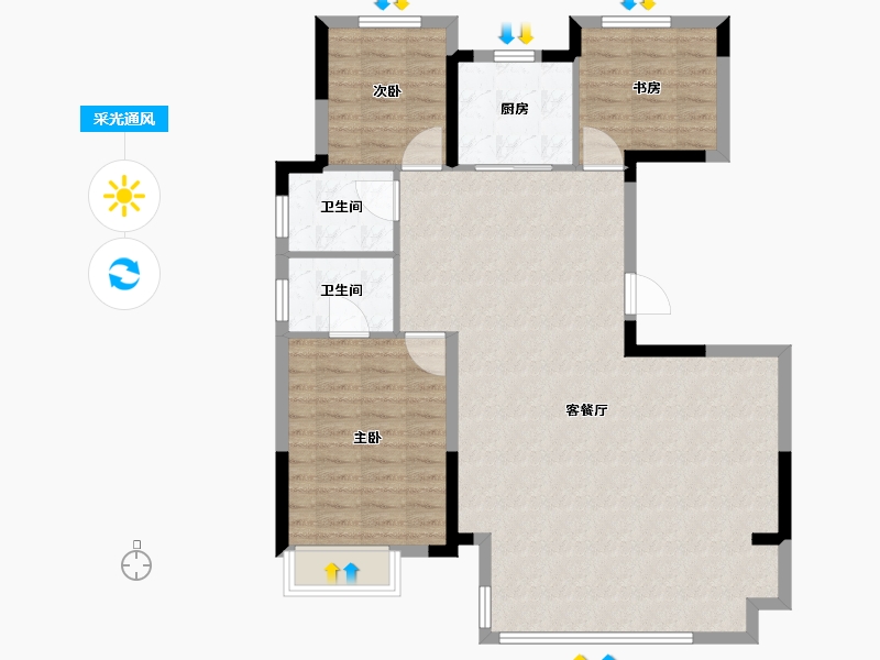 安徽省-蚌埠市-拓基鼎元名邸-101.60-户型库-采光通风