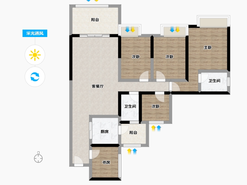 广东省-湛江市-公园一号-109.93-户型库-采光通风