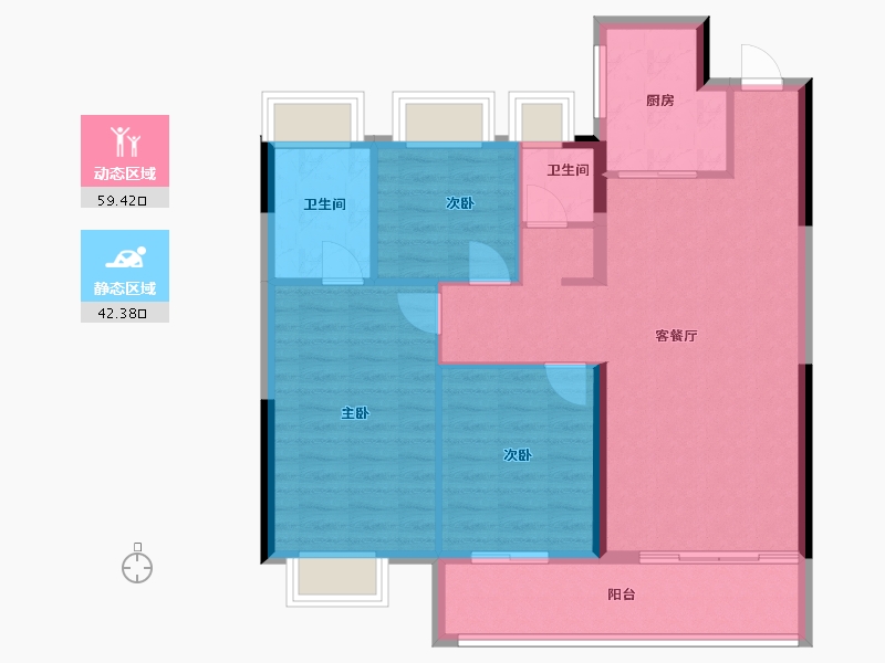 海南省-文昌市-融创高隆湾-92.43-户型库-动静分区