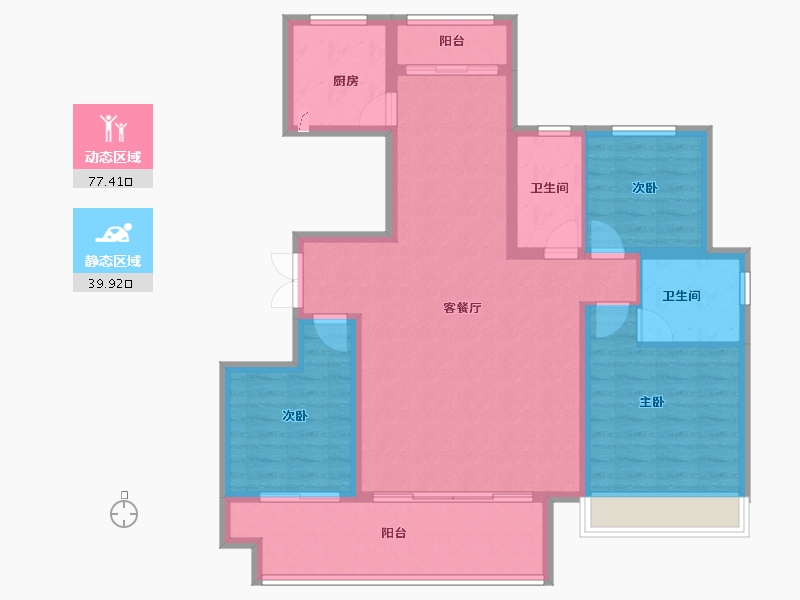 河南省-商丘市-虞城建业·新城-105.63-户型库-动静分区