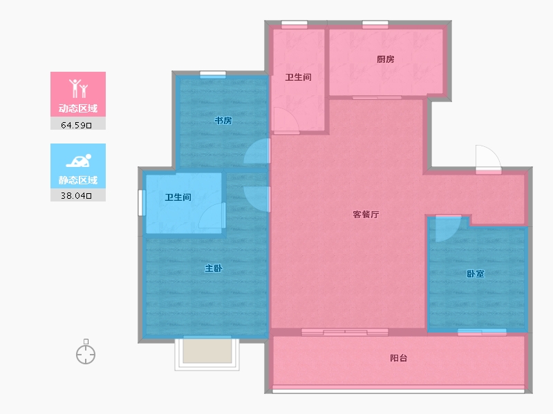 山东省-威海市-威高锦绣四海-93.60-户型库-动静分区