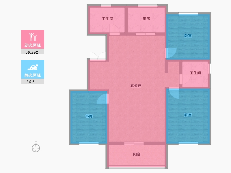 辽宁省-丹东市-力勤·山语澜亭-94.43-户型库-动静分区