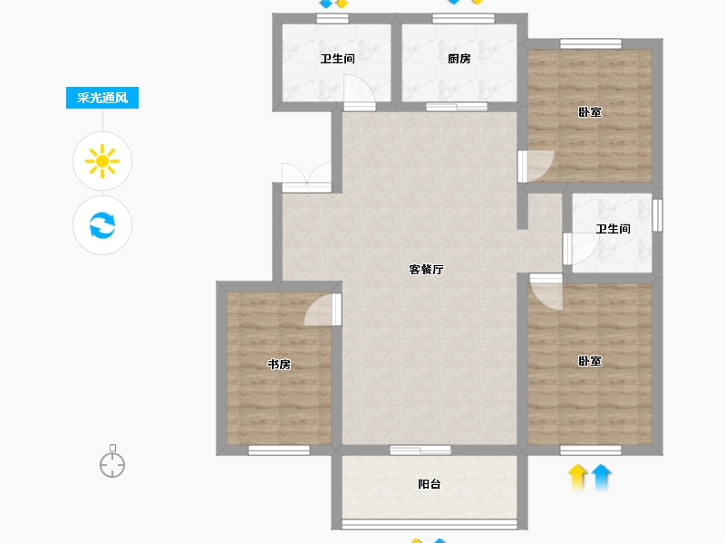 辽宁省-丹东市-力勤·山语澜亭-94.43-户型库-采光通风