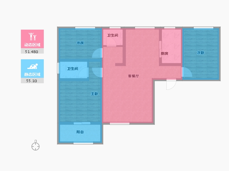 陕西省-宝鸡市-盛世华庄-94.57-户型库-动静分区