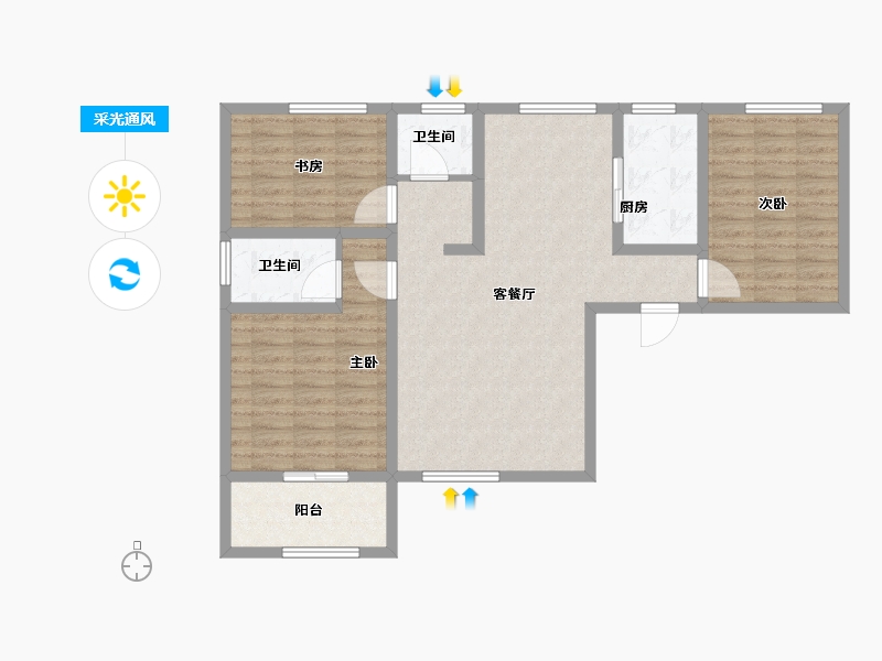 陕西省-宝鸡市-盛世华庄-94.57-户型库-采光通风