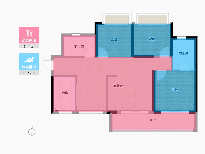 广东省-汕头市-上坤中梁檀悦府-78.45-户型库-动静分区