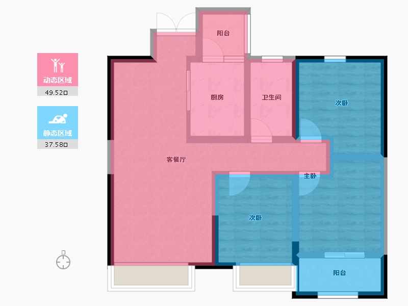 陕西省-汉中市-仕锦云阙-76.35-户型库-动静分区