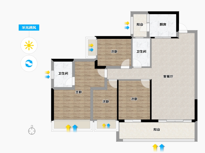 广东省-湛江市-湛江华侨城欢乐海湾-105.01-户型库-采光通风