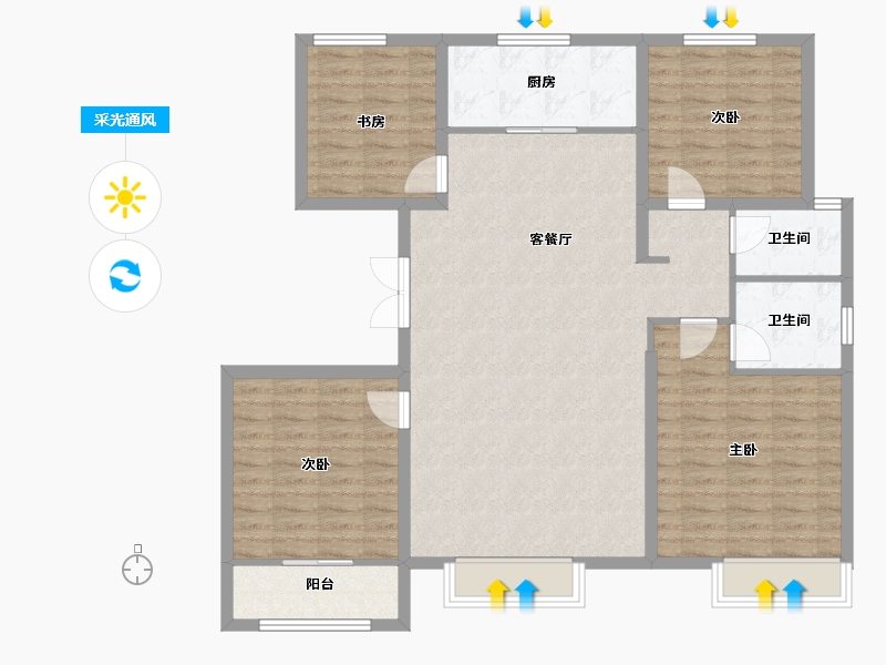 河北省-石家庄市-天成云玺-118.39-户型库-采光通风