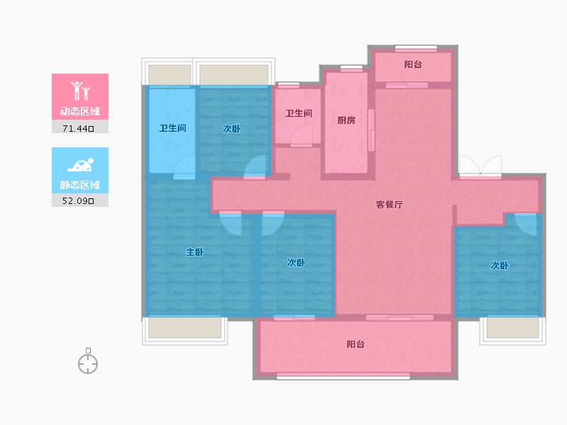 陕西省-汉中市-陕建·汉悦府-110.40-户型库-动静分区