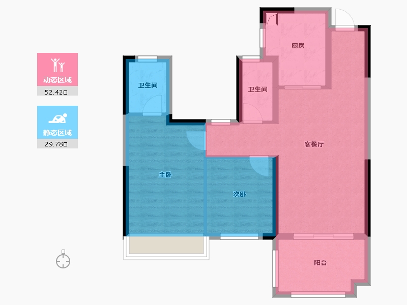 湖北省-荆州市-楚天·云锦苑-73.14-户型库-动静分区