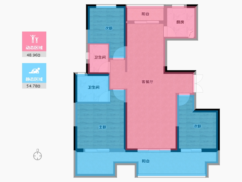 河南省-商丘市-虞城建业·新筑-91.86-户型库-动静分区