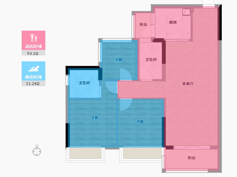 四川省-南充市-碧桂园西江月-80.00-户型库-动静分区