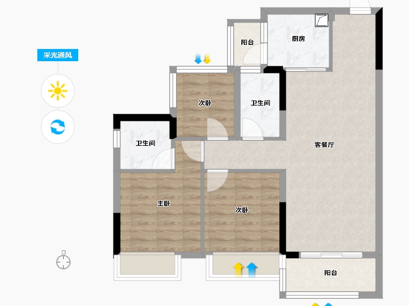 四川省-南充市-碧桂园西江月-80.00-户型库-采光通风