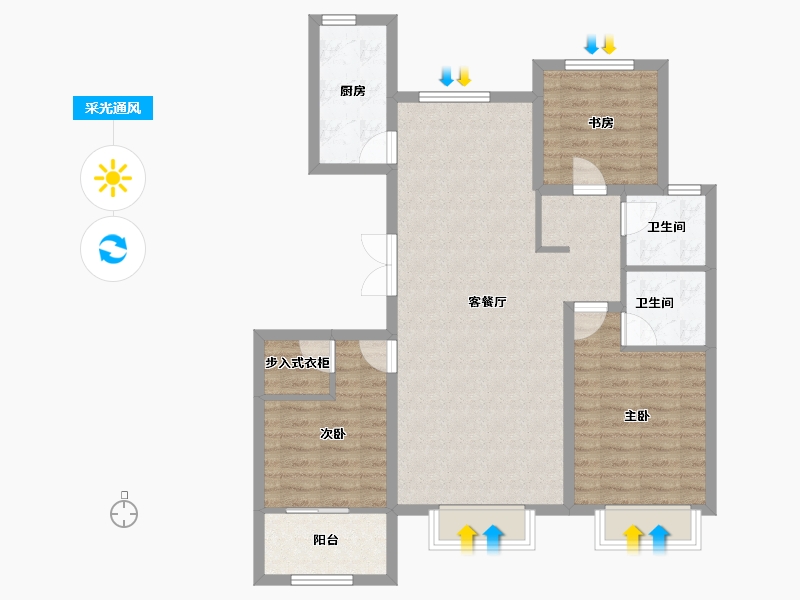 河北省-石家庄市-天成云玺-90.64-户型库-采光通风