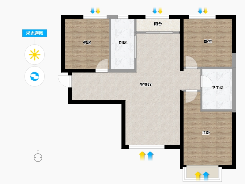 河北省-秦皇岛市-中冶玉带湾-82.18-户型库-采光通风