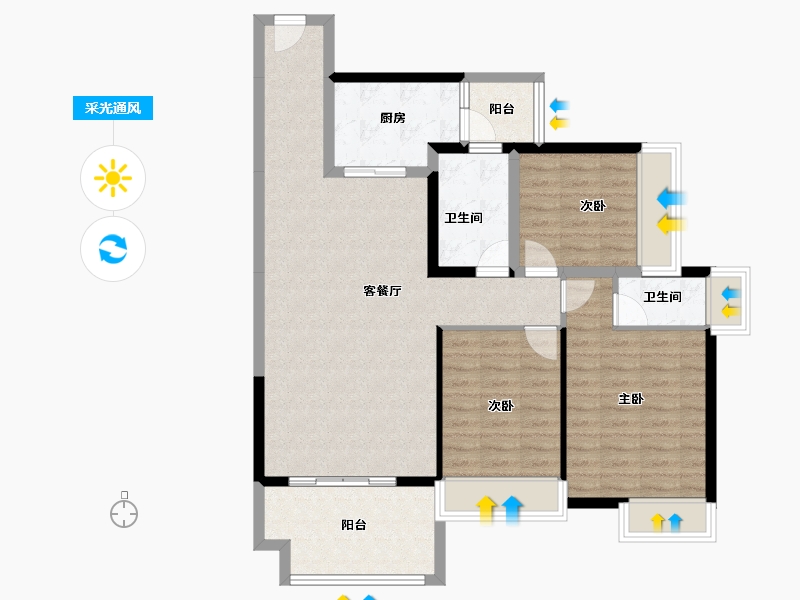 广东省-湛江市-公园一号-98.85-户型库-采光通风