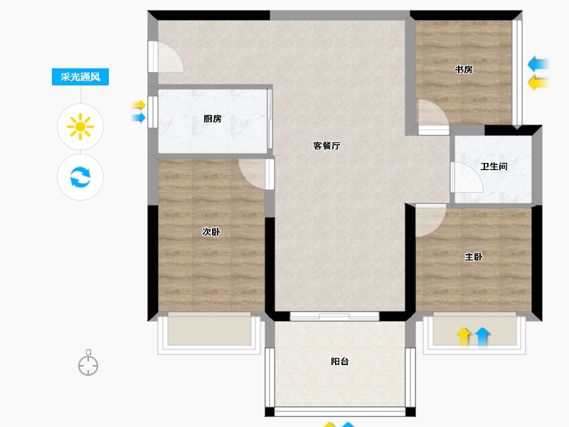 广东省-湛江市-荣福银苑-72.48-户型库-采光通风