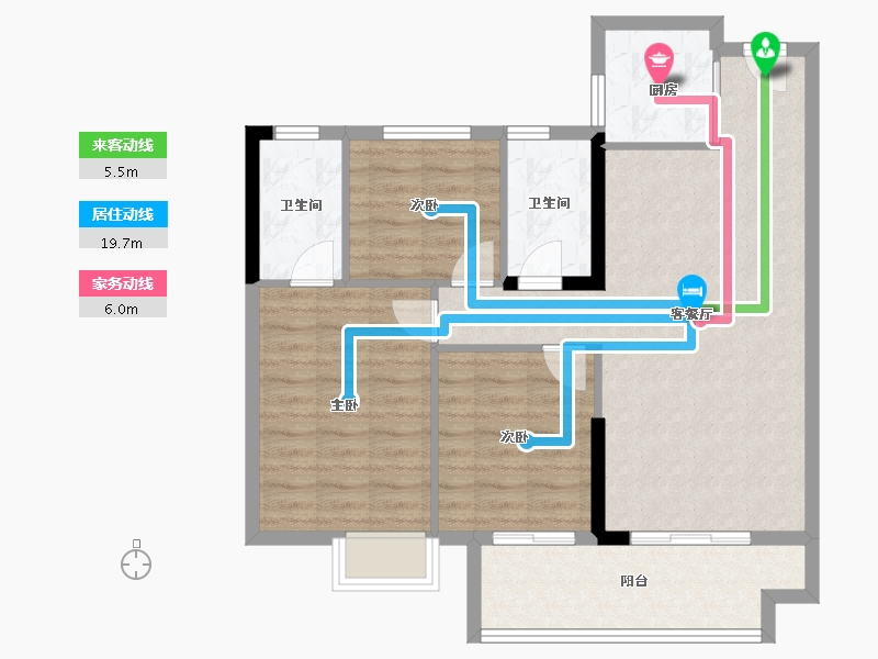 湖北省-黄冈市-中乾融·玺台-84.00-户型库-动静线