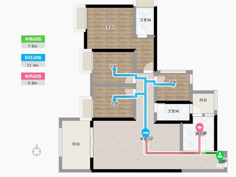 广东省-湛江市-公园一号-104.76-户型库-动静线