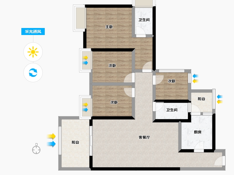 广东省-湛江市-公园一号-104.76-户型库-采光通风