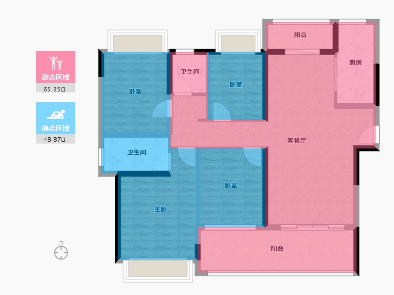 海南省-海口市-雅居乐金沙湾-101.69-户型库-动静分区