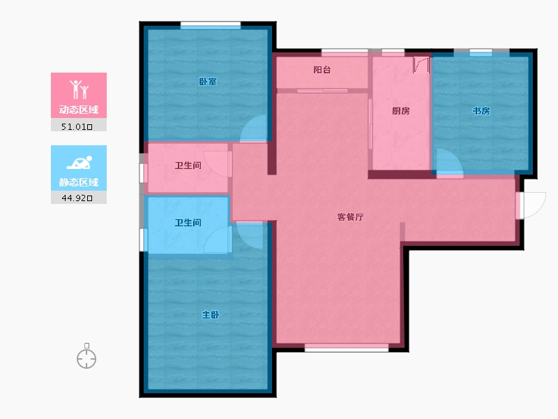 河北省-秦皇岛市-中冶玉带湾-86.08-户型库-动静分区