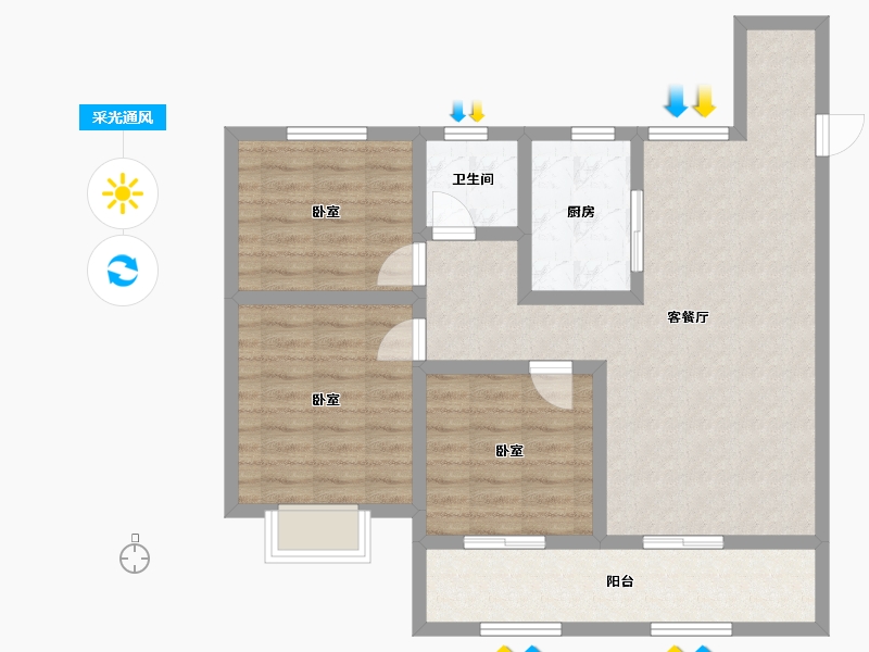 山东省-威海市-中梁国信海岳府-84.61-户型库-采光通风