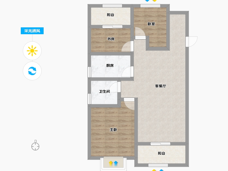 山东省-威海市-中梁国信海岳府-72.00-户型库-采光通风