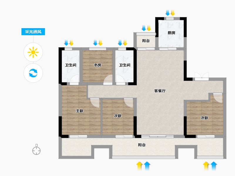 河南省-商丘市-虞城建业·新筑-114.33-户型库-采光通风