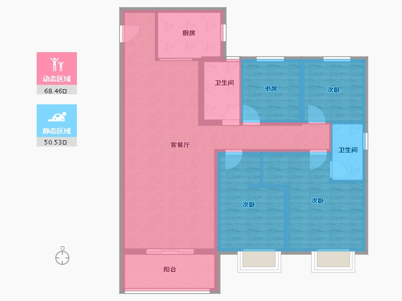 陕西省-汉中市-陕建·汉悦府-106.40-户型库-动静分区