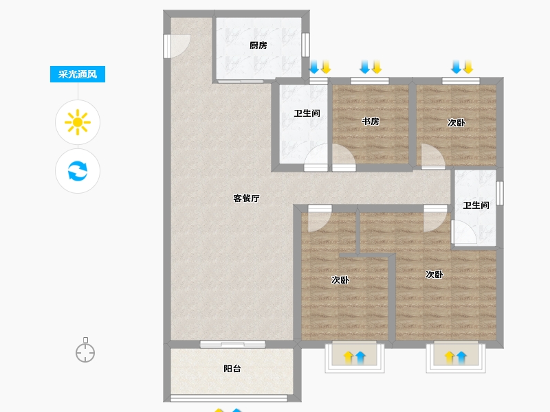 陕西省-汉中市-陕建·汉悦府-106.40-户型库-采光通风