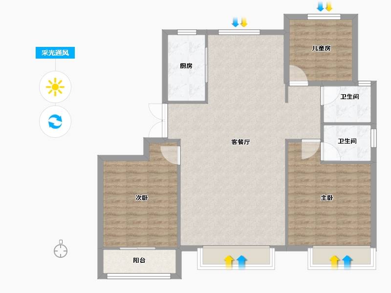 河北省-石家庄市-天成云玺-102.40-户型库-采光通风