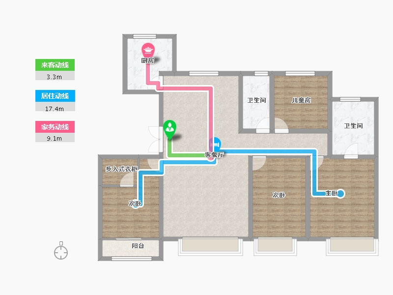 河北省-石家庄市-天成云玺-130.40-户型库-动静线