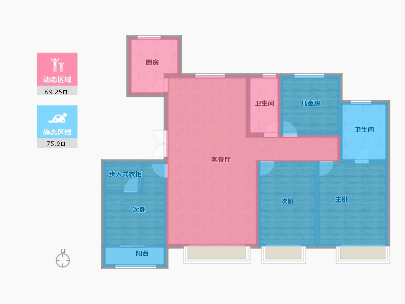 河北省-石家庄市-天成云玺-130.40-户型库-动静分区