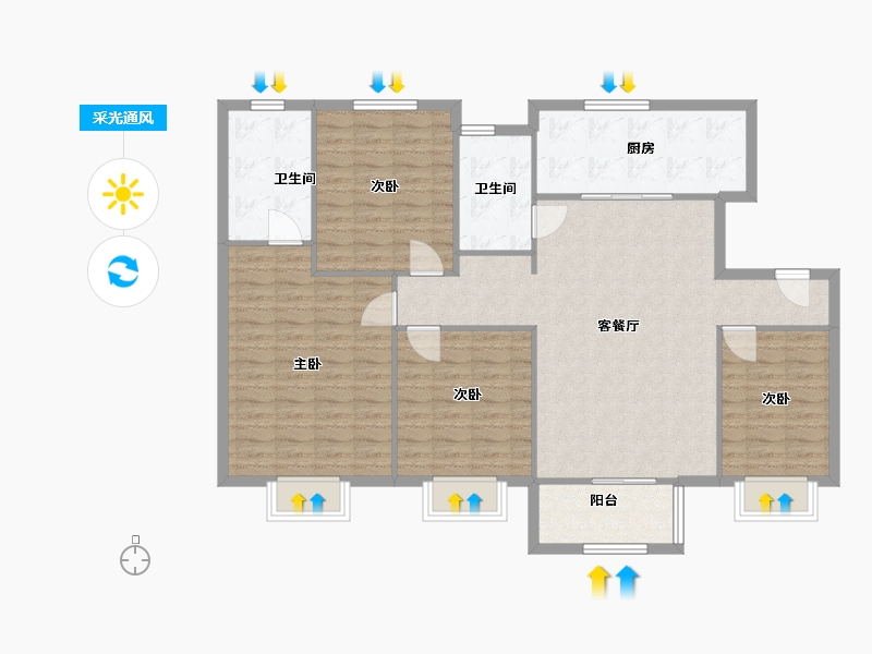 天津-天津市-碧桂园云湖-121.00-户型库-采光通风