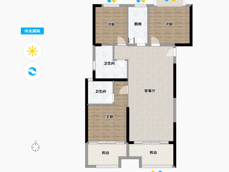 福建省-泉州市-中骏·丽景府-110.00-户型库-采光通风