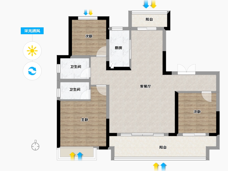 河南省-商丘市-虞城建业·新筑-99.89-户型库-采光通风